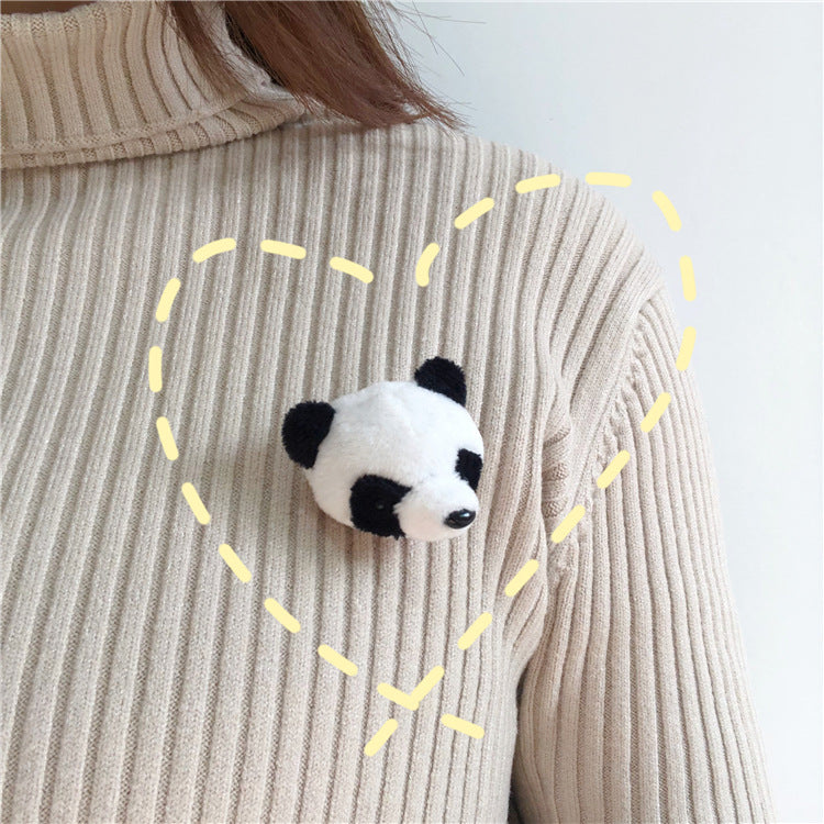 Cute Fat Pierced Panda Headband Korean Style Girls Plush Panda Doll Brooch Headband Headband