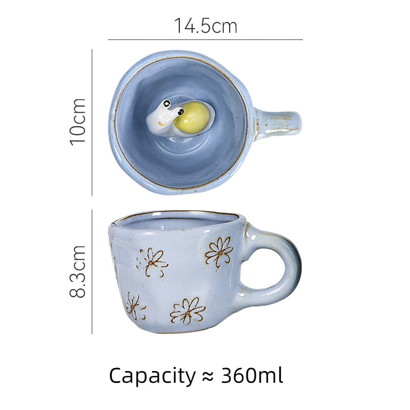 3D ceramic coffee cup with animal creativity and cute ceramic mug inside