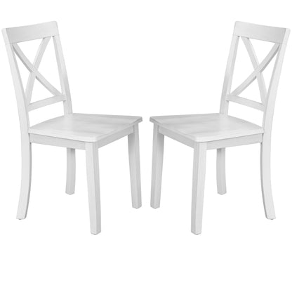 Orisfur 5 Pieces Dining Table and Chairs Set for 4 Persons Kitchen Room Solid Wood Table with 4 Chairs MDF + White + Solid Wood