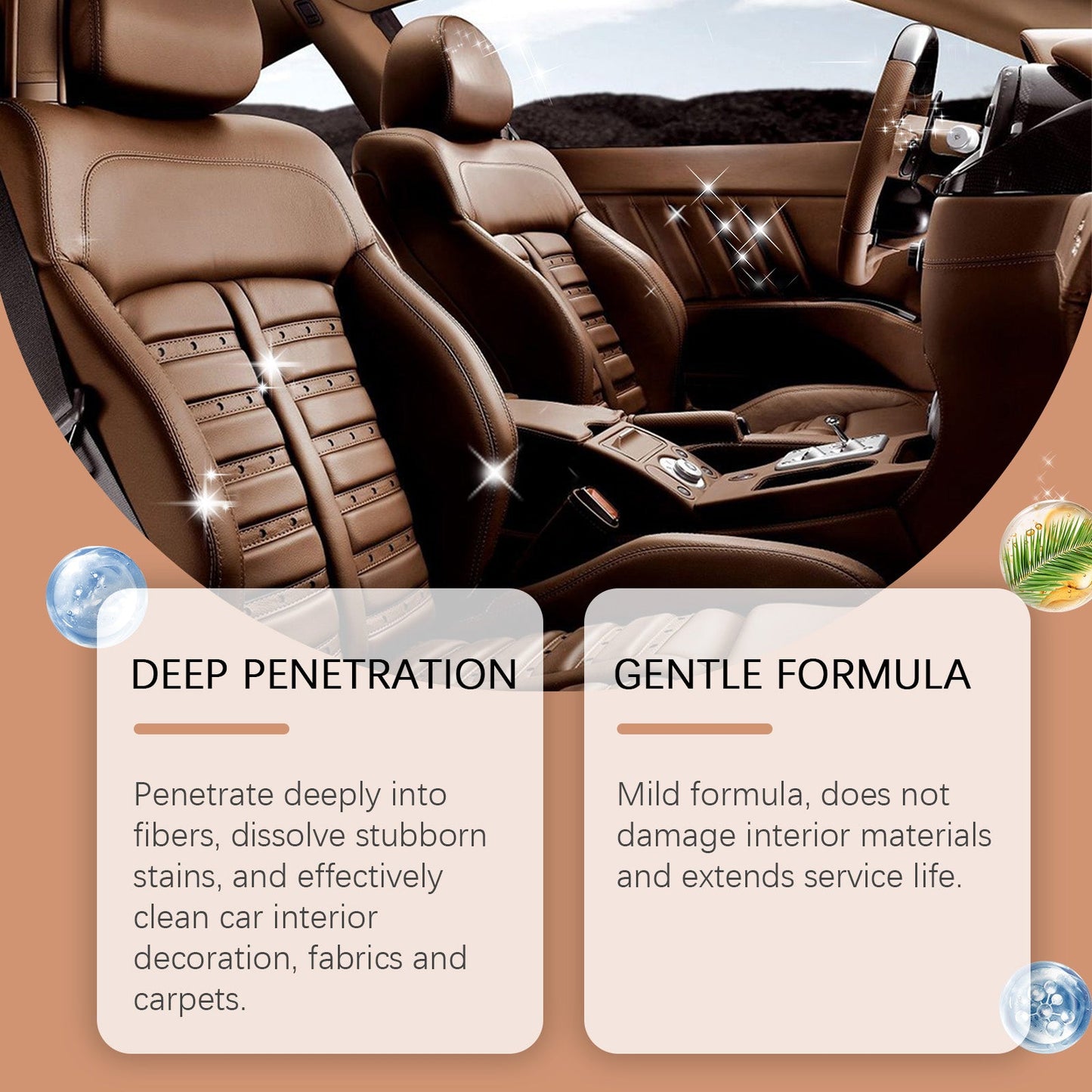 Car Interior Cleaning Agent, Leather Fabric Plastic Effective Cleaning And Stain Removal Cleaner