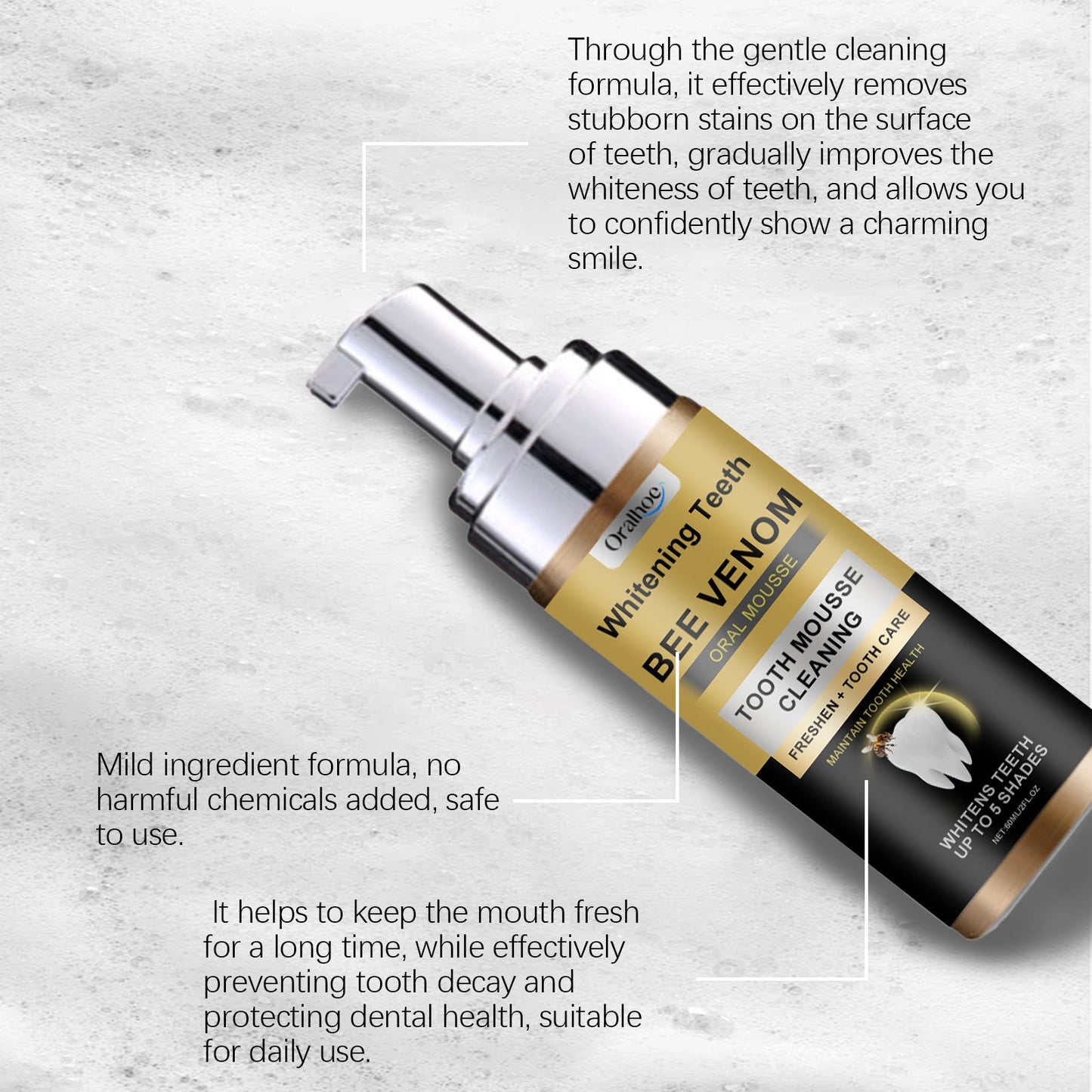 Teeth Cleaning Mousse Gently Cleans Teeth To Remove Odors, Stains And Grime Daily Beauty Mousse