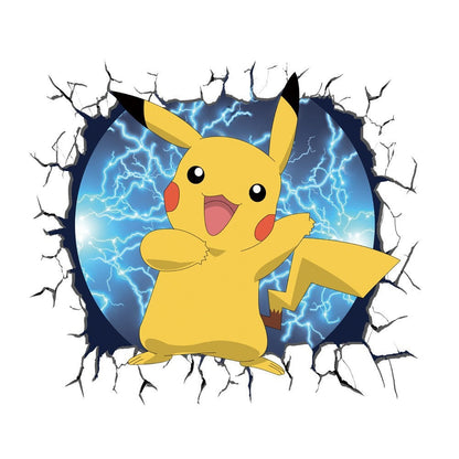 New 3D Pikachu Wall Sticker Pok é mon Wallpaper Self adhesive Cartoon Graffiti Anime Poster Children's Room PVC