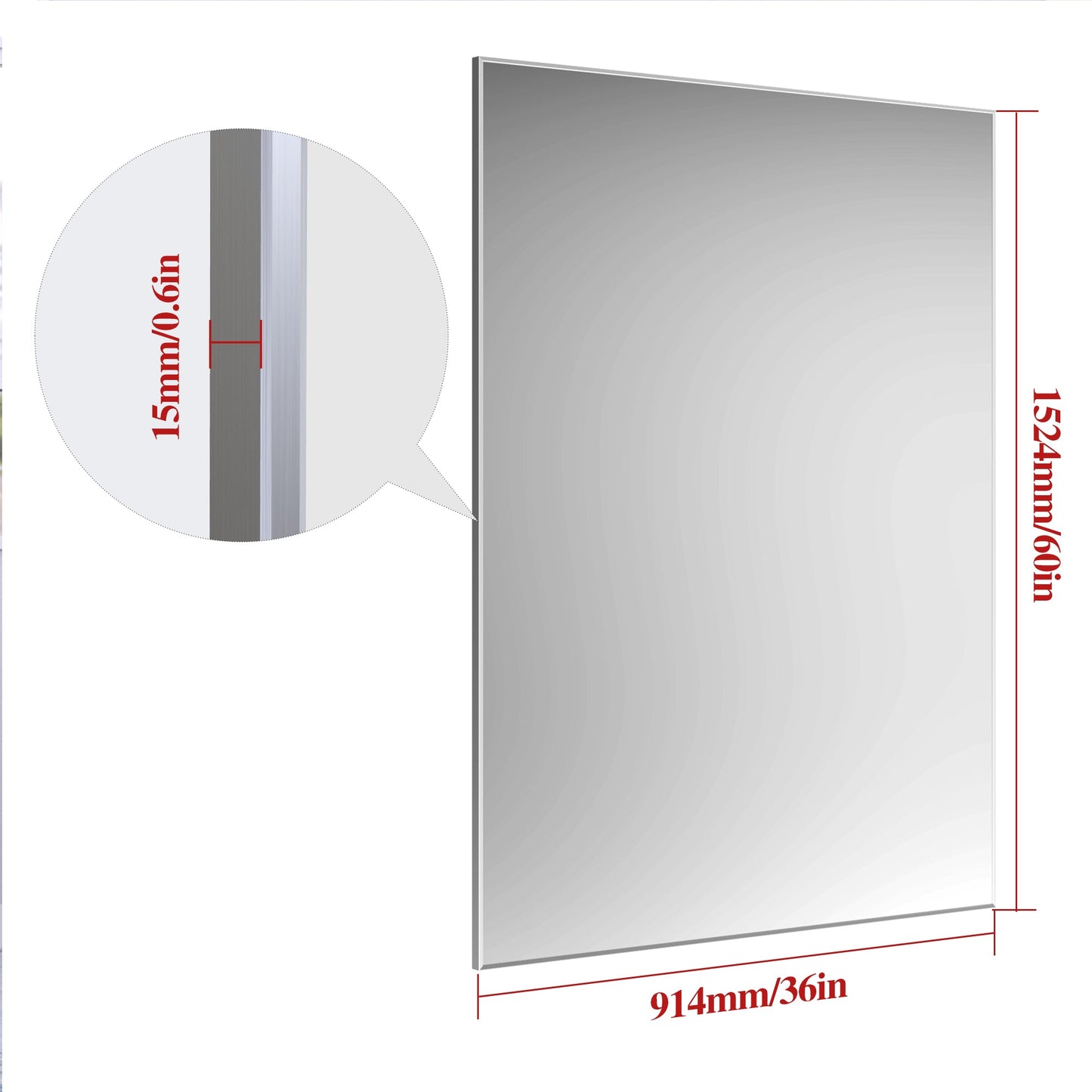 60"x36" Oversized Modern Rectangle Bathroom Mirror with Silver Frame Decorative Large Wall Mirrors for Bathroom Living Room