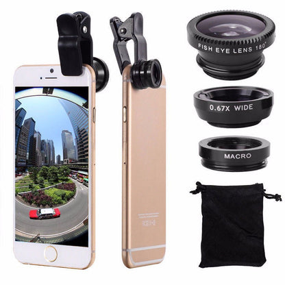 7in1 Phone Camera Lens Kit Fisheye Wide Angle Macro Lentes For iPhone 6 6s 7 8 Plus 5 5s Smartphone Tripod Bluetooth Shutter