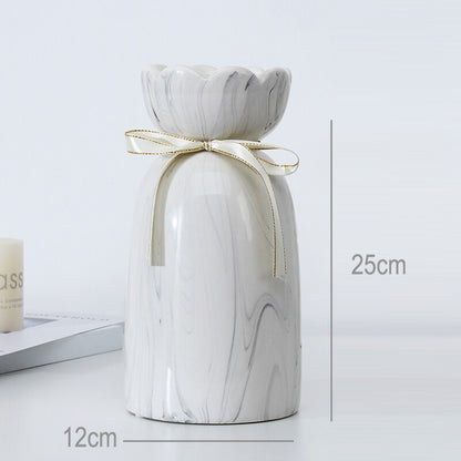 European-style creative ribbon ceramic vase dining room table dry flower arrangement table top decoration at home