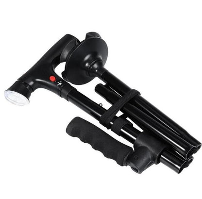 Collapsible Telescopic Cane Folding Crutch LED Lightweight Safety Walking Stick Gifts for The Elder