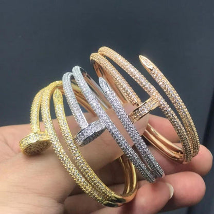 Precision Thick Plating Head and Tail Diamond Fashion Three-Circle Full Diamond Couple Bracelet