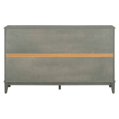 TREXM side panel with 4-door large storage buffet, adjustable shelves and metal handles (antique gray)