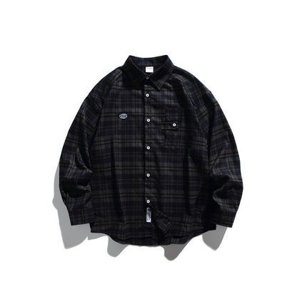 Loose casual checkered long sleeved shirt for men and women