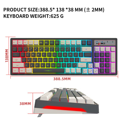 Gaming keyboard RGB backlight two-color keycaps gray and white double color 2.4G wireless membrane keyboard
