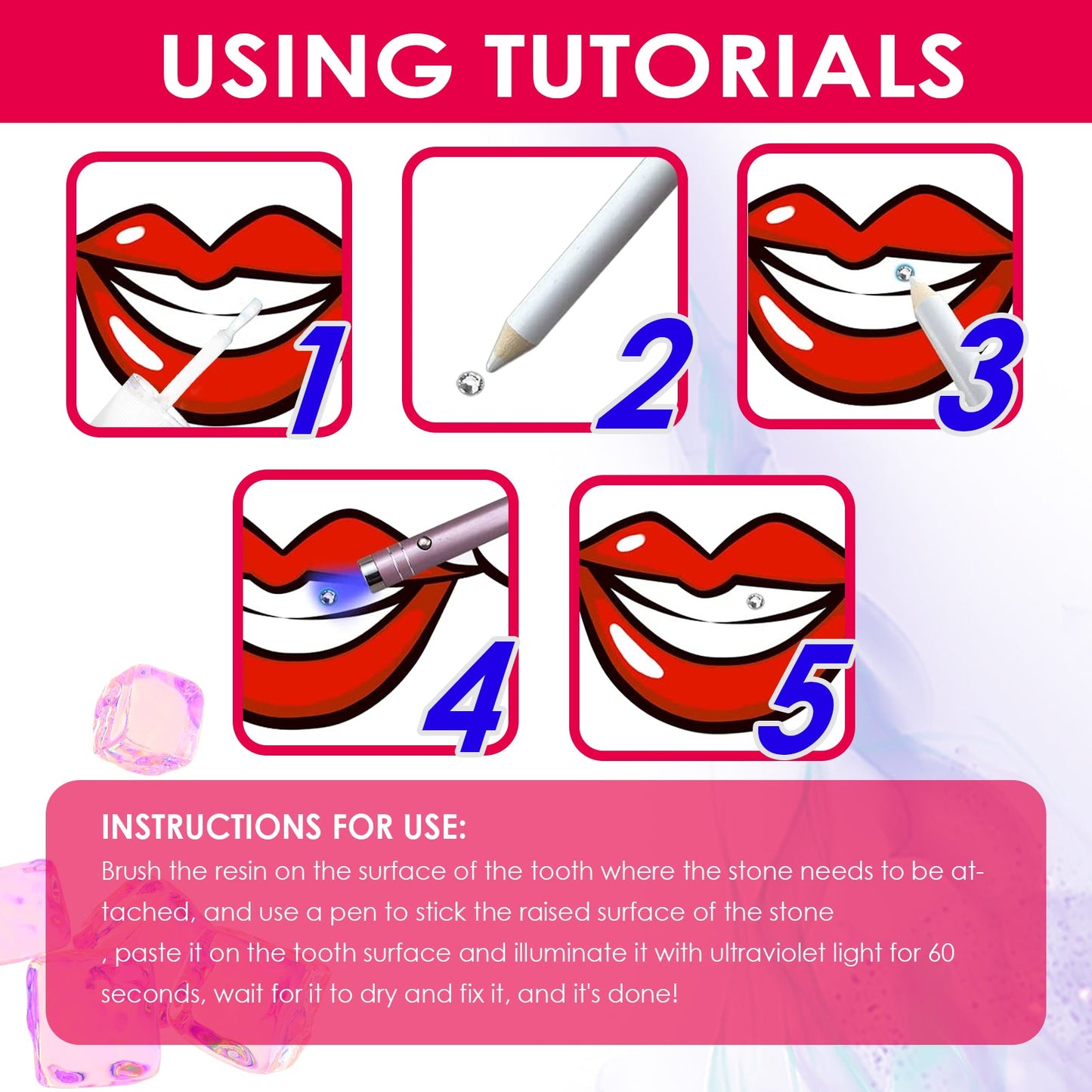 Tooth Gem Kit, Accessories Easy To Remove And Install Crystal Dental Drill Tooth Embellish Glitter Stick