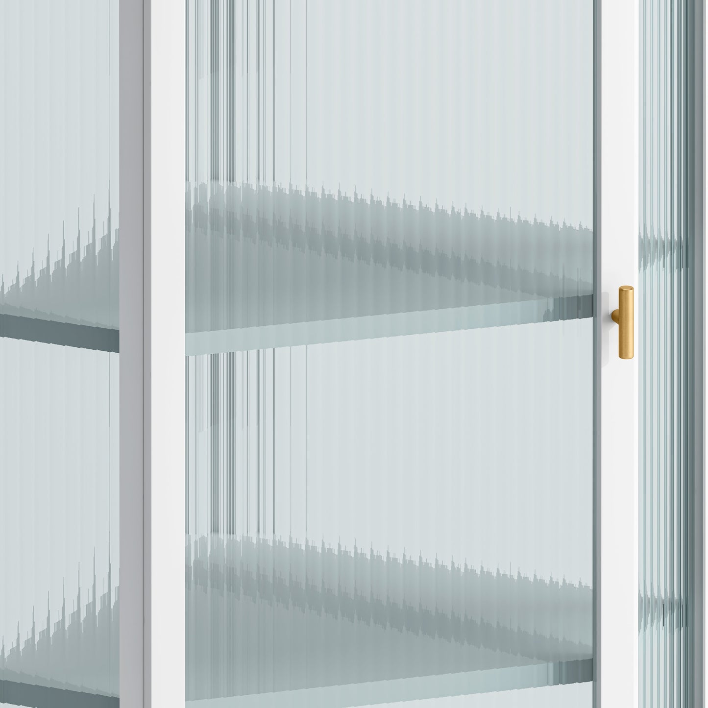 Glass Door Wall Mounted Corner Cabinet with Featuring Four-tier Storage  White