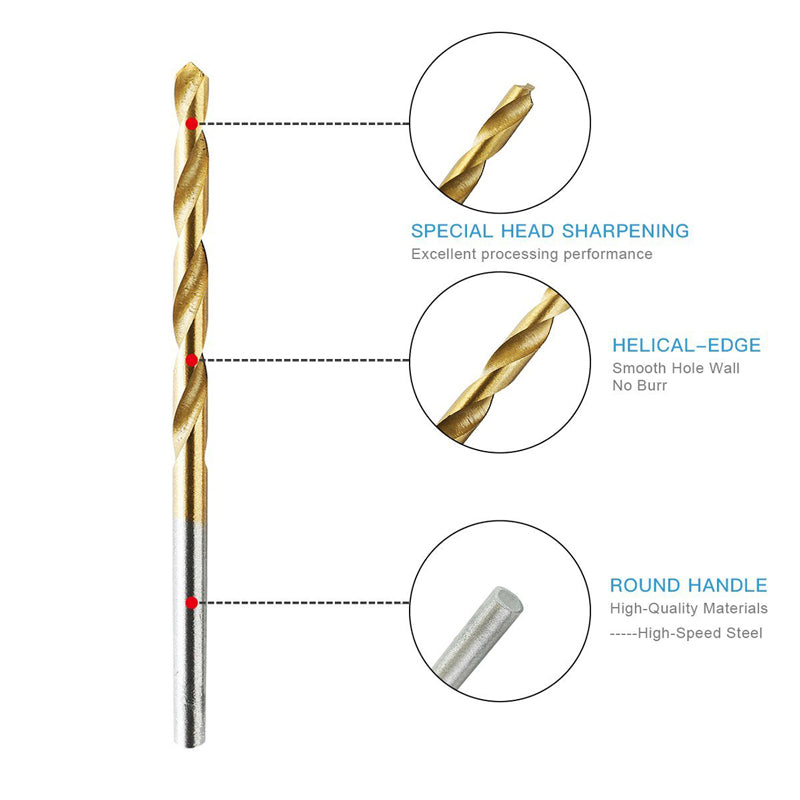 50Pcs Titanium Coated Drill Bits HSS High Speed Steel Drill Bits Set Tool High Quality Power Tools 1/1.5/2/2.5/3mm