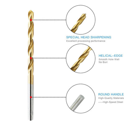 50Pcs Titanium Coated Drill Bits HSS High Speed Steel Drill Bits Set Tool High Quality Power Tools 1/1.5/2/2.5/3mm