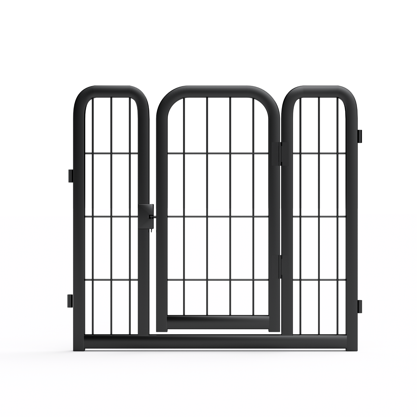 Outdoor 12 piece dog fence, 24 inch portable indoor game fence for small dog pets. Black, 22.2 inches wide x 23.6 inches high.