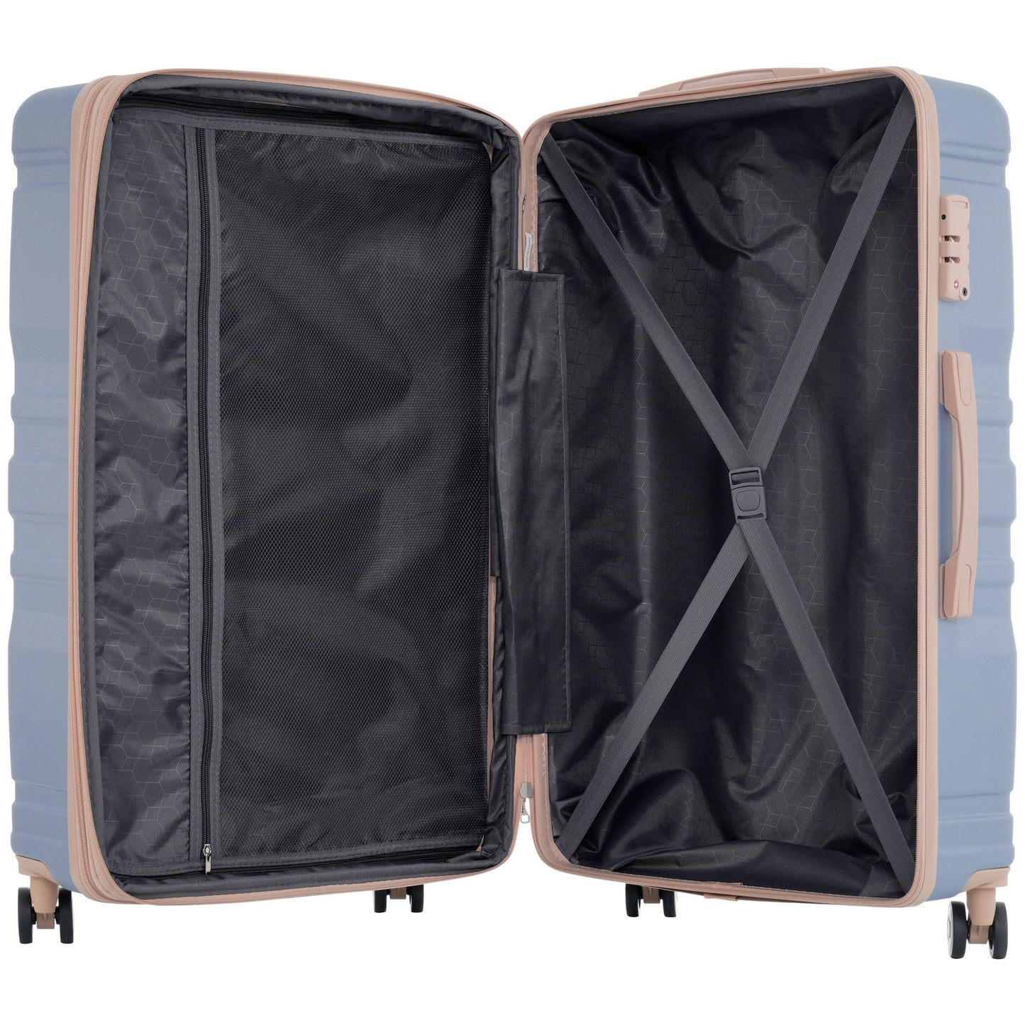 Luggage Sets New Model Expandable ABS Hardshell 3pcs Clearance Luggage (light blue and golden)