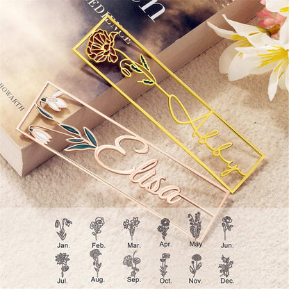 Stainless steel colored birthday flower bookmark personalized DIY hollow out style drip oil letter graduation gift
