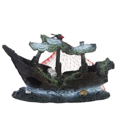 Ship fish tank resin water grass landscape decoration