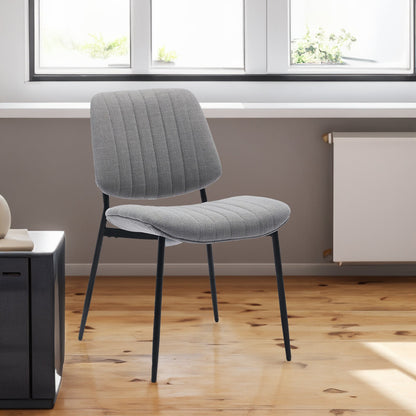 2-piece retro linen chair set with curved wooden backrest, cushioned seat, adjustable metal legs, (gray linen)