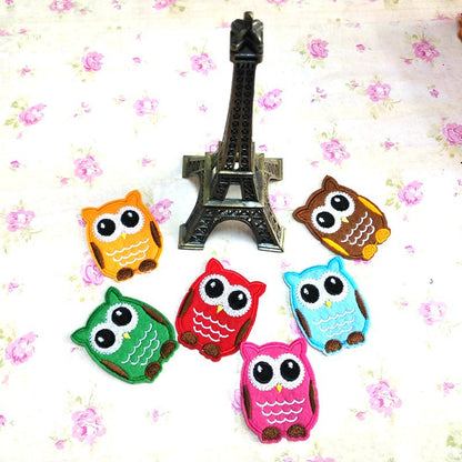6pcs 4.2*5.3cm Owl Embroidered Iron-On Patches for Clothes Stickers Badge Applique Stripe DIY Accessories