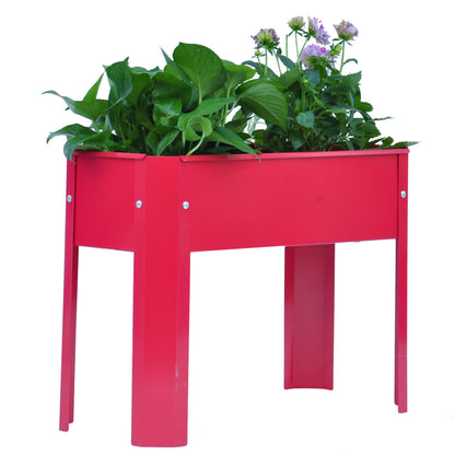 Mini Elevated garden bed, metal elevated outdoor flowerpot box, suitable for backyard and terrace, large flowerpot Red + Steel