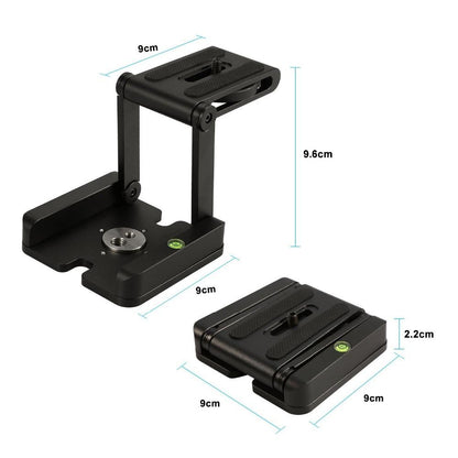 Z Flex Tilt Tripod Head Aluminum Alloy Folding Z Tilt Head Quick Release Plate Stand Mount Spirit Level