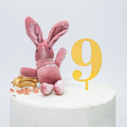 New 0-9 Number Happy Birthday Cake Topper Golden Acrylic Wedding Cake Topper Adorn For Kids Birthday Party Holiday Cake Supplies