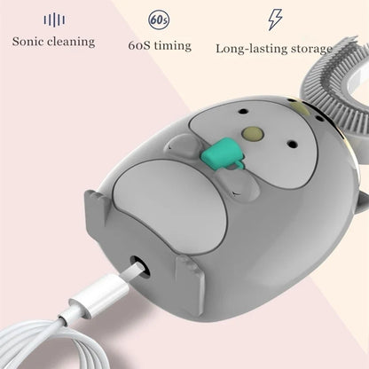 Smart U 360 Degrees Kids Sonic Electric Toothbrush Silicon USB Automatic Ultrasonic Teeth Tooth Brush Cartoon Pattern Children