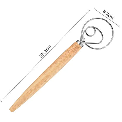 Large Hand Danish Dough Whisk Bread Mixer Stainless Steel Cake Pastry Dough Mixer Stick Egg Beater Kitchen Baking Blender Tools