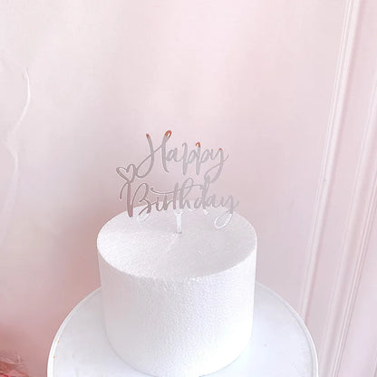 New Happy Birthday Cake Topper Red gold silver Acrylic Birthday theme party cake toppers decoration For Kids birthday cakes gift