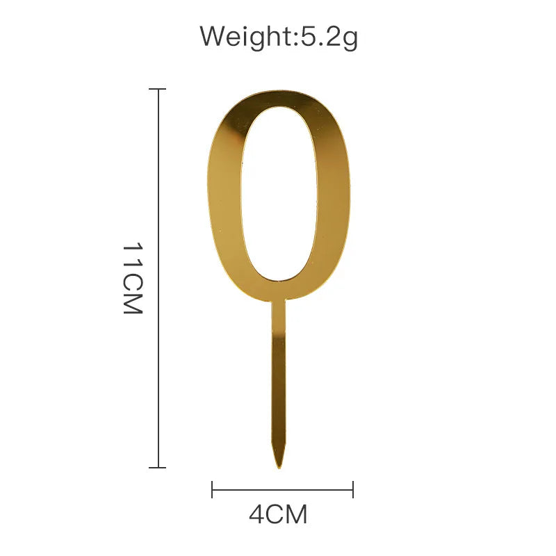 New 0-9 Number Happy Birthday Cake Topper Golden Acrylic Wedding Cake Topper Adorn For Kids Birthday Party Holiday Cake Supplies