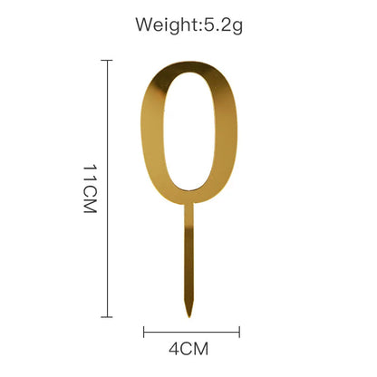 New 0-9 Number Happy Birthday Cake Topper Golden Acrylic Wedding Cake Topper Adorn For Kids Birthday Party Holiday Cake Supplies