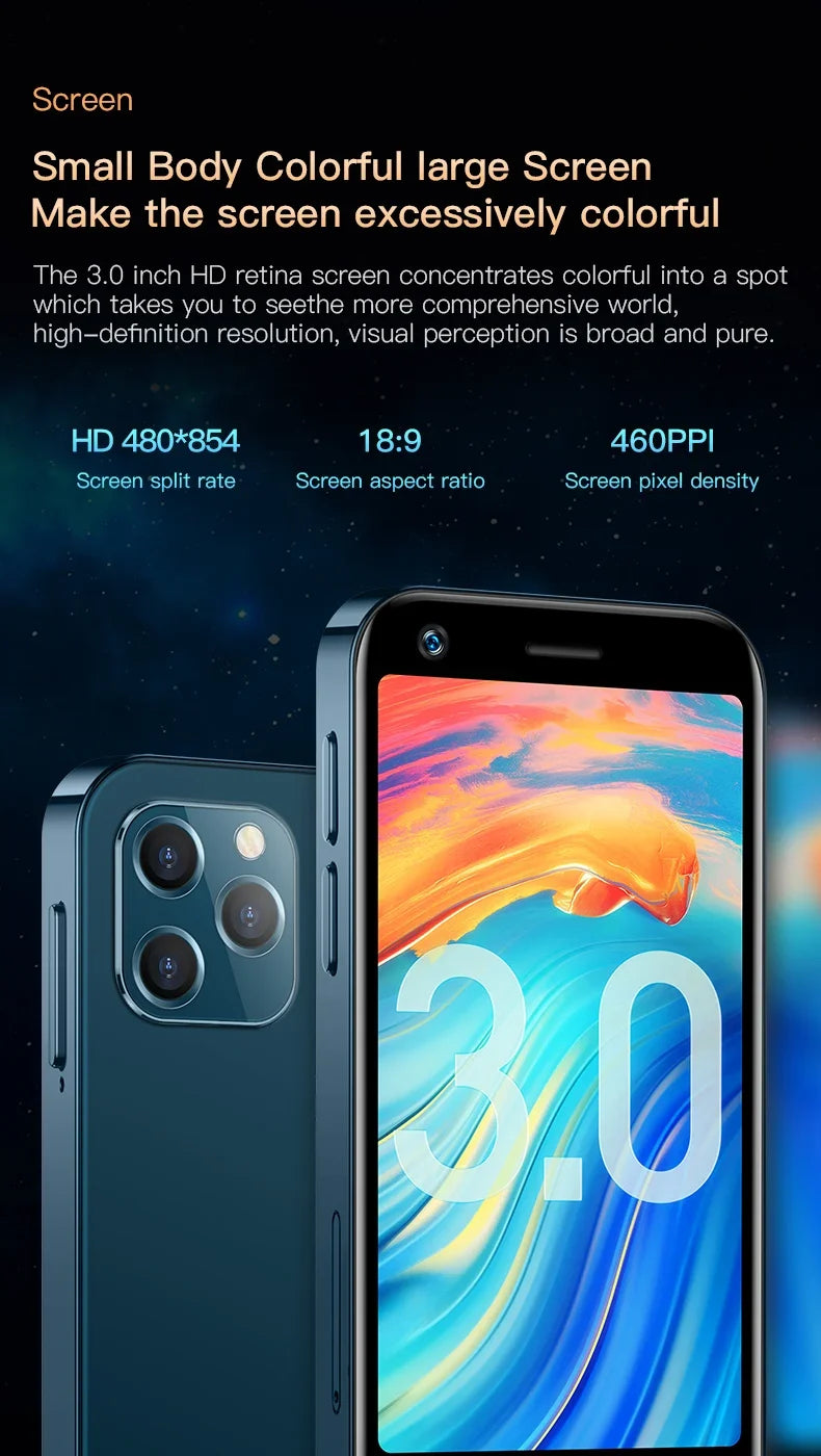 SOYES Android 10.0 Mini Smartphone 4G LTE Octa Core 13MP Camera 3.0'' Display OTG Cell Phone
