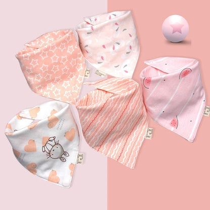 5Pcs/Set Baby Bibs Triangle Double Cotton Bandana Bibs Baby Boys Girls Babador Feeding Smock Infant Burp Cloth Baby Saliva Towel
