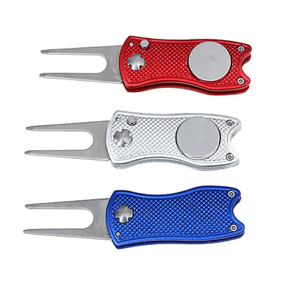 Foldable Golf Divot Tool with Golf Ball  Tool Pitch Groove Cleaner Golf Training Aids Golf Accessories Putting Green Fork