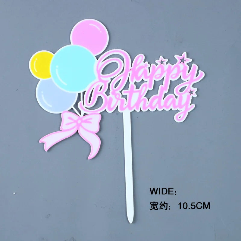 Acrylic Happy Birthday Cake Topper Concise gold Birthday Party Cake Toppers for Kids holiday gift dessert Decoration Baby Shower