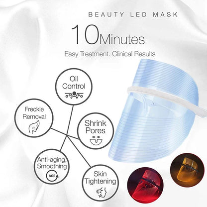 LED Face Light Therapy Photon Facial Mask 3 Color Anti Aging Wrinkle Skin Rejuvenation Skin Care Tool Home Beauty Instrument Spa
