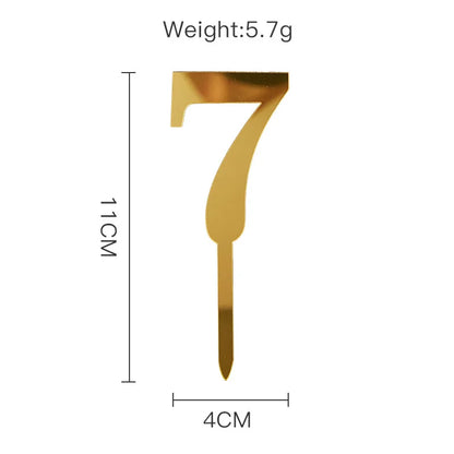 New 0-9 Number Happy Birthday Cake Topper Golden Acrylic Wedding Cake Topper Adorn For Kids Birthday Party Holiday Cake Supplies
