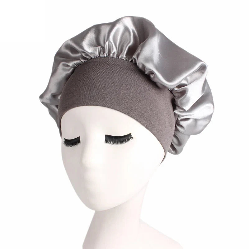 1pc Adjust Solid Satin Bonnet Hair Styling Cap Long Hair Care Women Night Sleep Hat Silk Head Wrap Shower Cap Hair Styling Tools