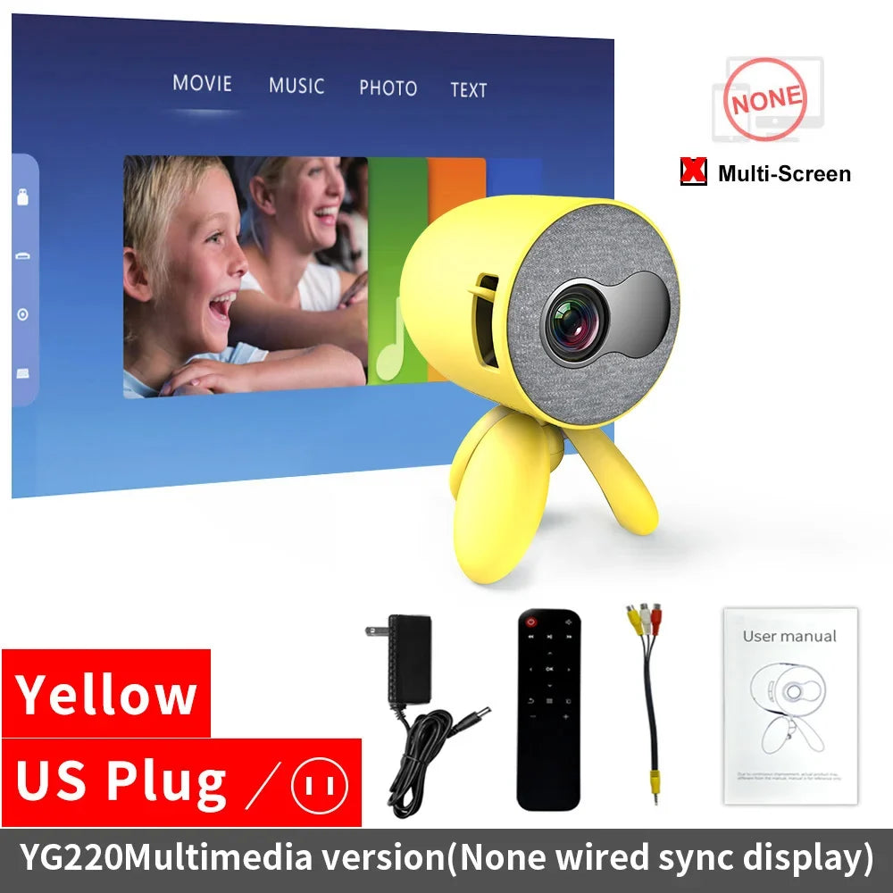LEJIADA YG220 Mini Projector 3.5mm Audio Phone with screen Update Version Portable Pocket Cute Projector Video Player Kids Gift