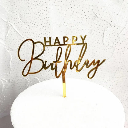 New 18, 30, 40 and 50 Years Old Happy Birthday Cake Topper Gold Acrylic Birthday  Party Cake Toppers Decorations Baking Supplies