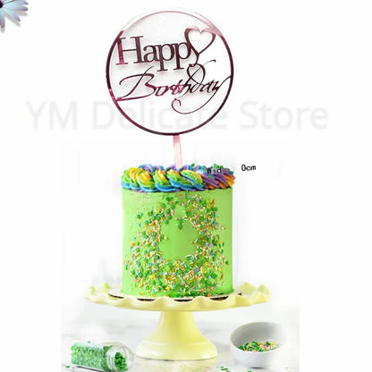 Gold Silver Happy Birthday Cake Toppers Acrylic Classic Birthday Cupcake Topper Dessert Decoration For Baby Shower Cake Supplies