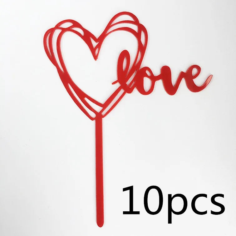 10 Pcs 36 Styles Happy Birthday Cake Topper Pink Gold Acrylic Cake Toppers Baby Shower Cake Birthday Party Cake Flag Decorations