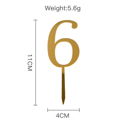 New 0-9 Number Happy Birthday Cake Topper Golden Acrylic Wedding Cake Topper Adorn For Kids Birthday Party Holiday Cake Supplies