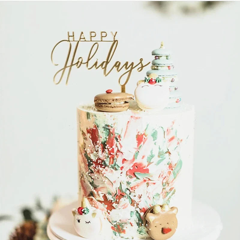 Acrylic Happy Birthday Cake Topper Concise gold Birthday Party Cake Toppers for Kids holiday gift dessert Decoration Baby Shower