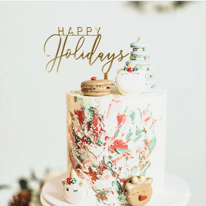 Acrylic Happy Birthday Cake Topper Concise gold Birthday Party Cake Toppers for Kids holiday gift dessert Decoration Baby Shower