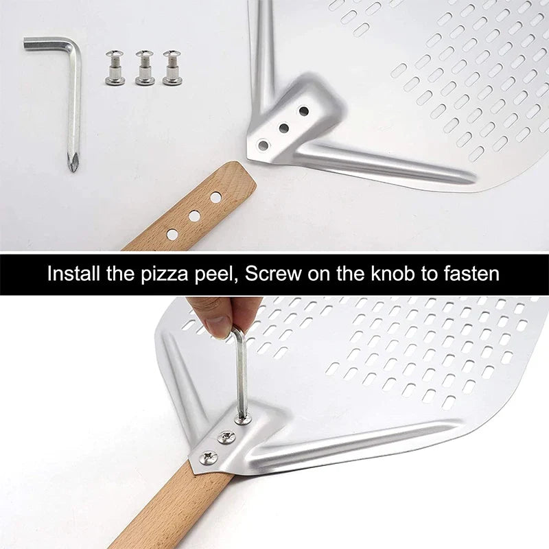 12/14 Inch Aluminum Perforated Pizza Shovel Peel with Detachable Handle Nonstick Oven Baking Paddle Spatula Turners Accessories
