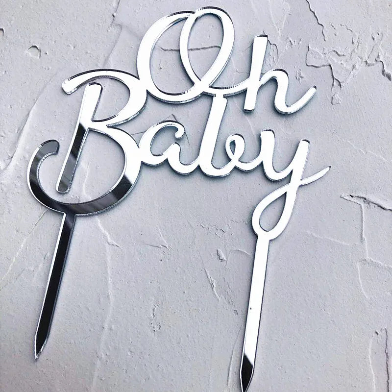 New Acrylic One Cake Topper Rose gold Birthday Party Cupcake Toppers Wedding anniversary Baby 1st birthday Cake Flag Decorations