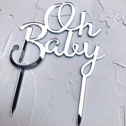 New Acrylic One Cake Topper Rose gold Birthday Party Cupcake Toppers Wedding anniversary Baby 1st birthday Cake Flag Decorations