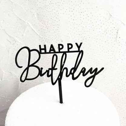 Concise White Birthday Cake Topper golden Acrylic happy birthday Cupcake Toppers Family birthday party Cake flag Dessert Decor